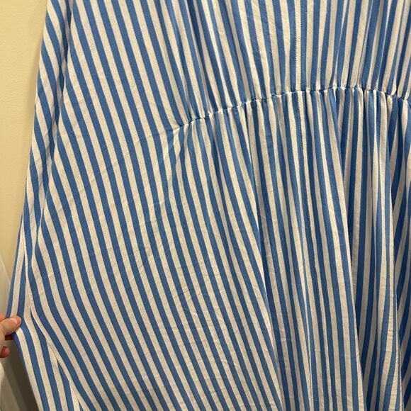 Lake Seafarer Blue Stripe DreamKnit Stretch Jersey Caftan Coastal Preppy Lounge - Picture 7 of 12